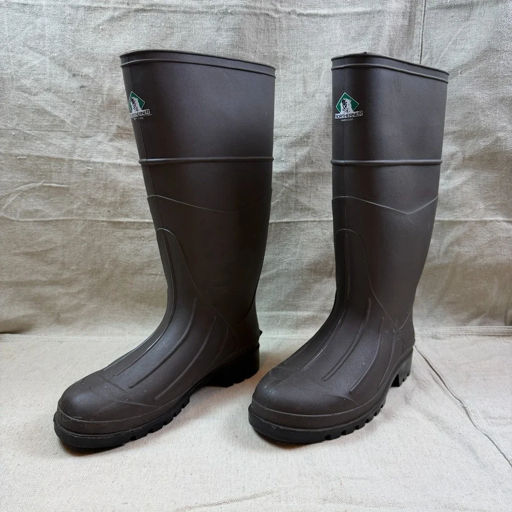 Northerner Rubber Rain Boots Brown Mens 7 Womens 9 Vintage 1997 Made in USA